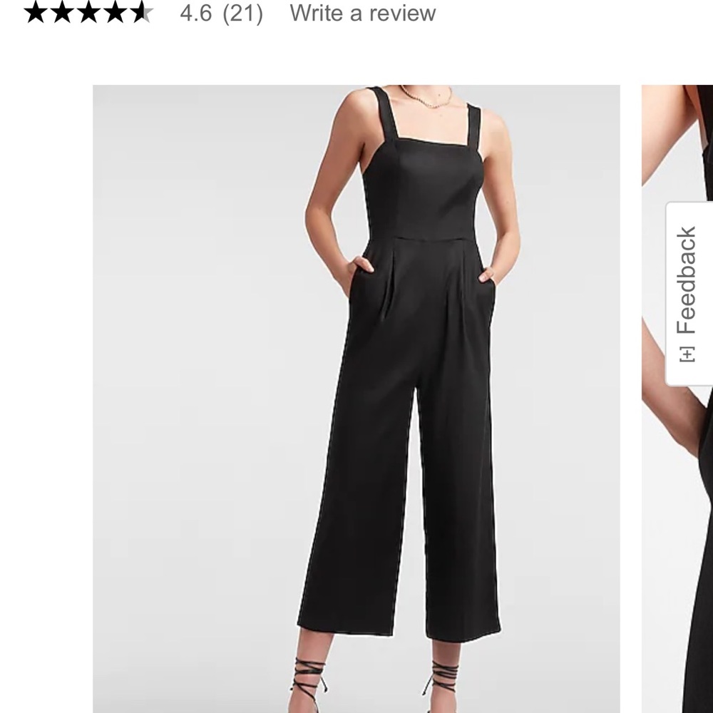 NWT- Express Black Square Neck Jumpsuit, Size M